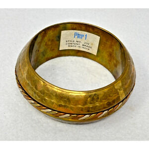 Vintage Pier 1 Brass Bangle Bracelet India Boho Braided